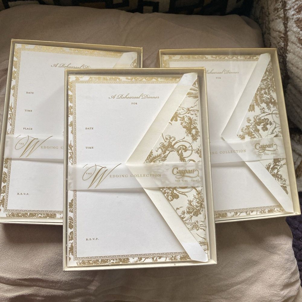 10 CASPARI‎ Romantic Toile Invitations Cards w/ Lined Envelopes Vintage Wedding